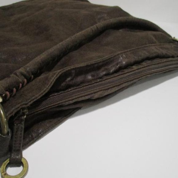 *Unbranded Brown Crinkle Rope Handle Rust Suede Tote - Picture 5 of 9